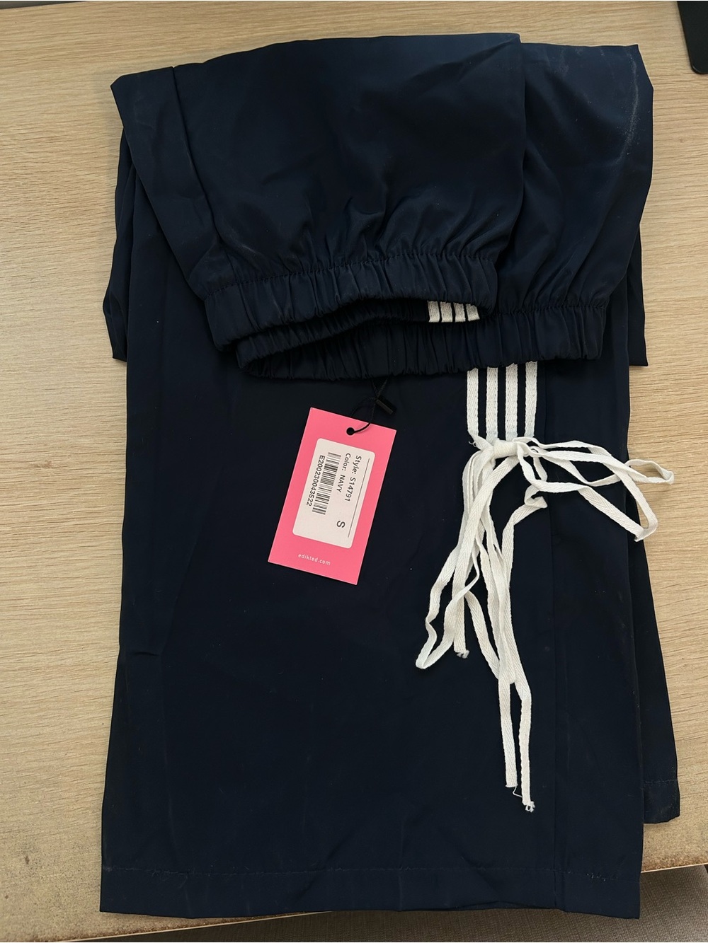 Edikted Navy Trackpants with White Drawstring